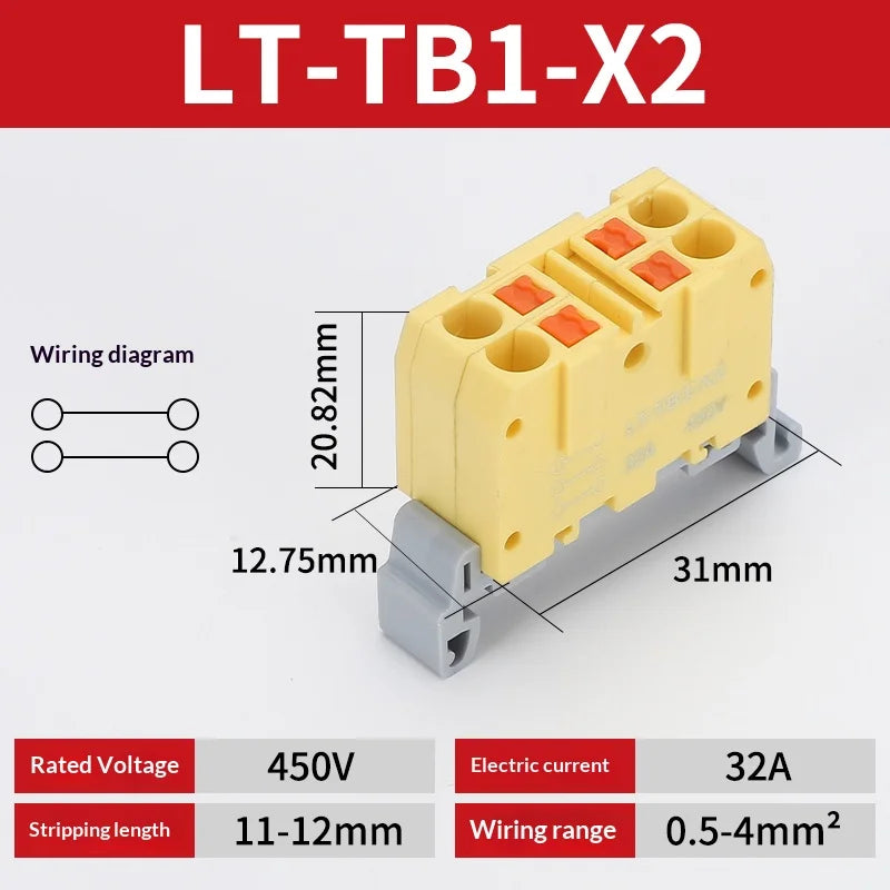 Push-in Terminal Block Multiple In Out Terminal Quick Connection of Wires Din Rail Wire Connector Universal Junction Box TB1-X6D