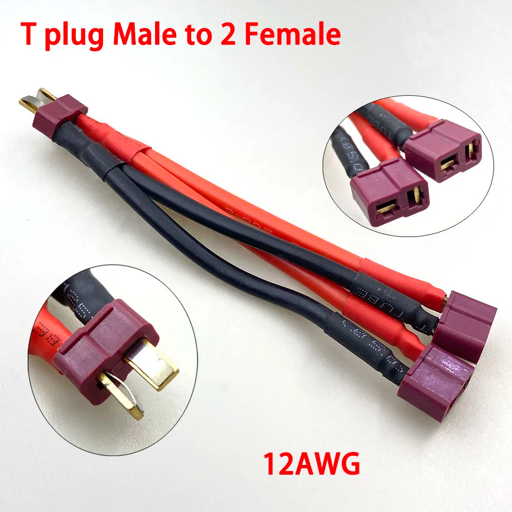 XT60 XT90 T Plug Parallel Battery Connector Male/Female Double Extension Cable Y-Divider/RC Battery Motor3-Way 10AWG 12AWG 14AWG