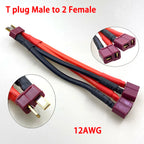 XT60 XT90 T Plug Parallel Battery Connector Male/Female Double Extension Cable Y-Divider/RC Battery Motor3-Way 10AWG 12AWG 14AWG