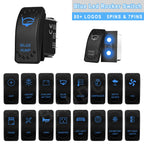 Waterproof Rocker Switch with Blue LED | 12V/24V Latching & Momentary (SPST/ DPDT) | for Marine, UTV, ATV, RZR, Automotive