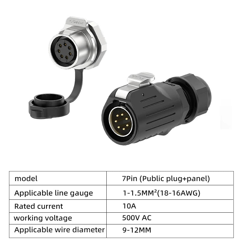 IP68 Power Waterproof Connector Panel Installation, Aviation Plug Socket Cable, Male and Female Heads, No Welding Required