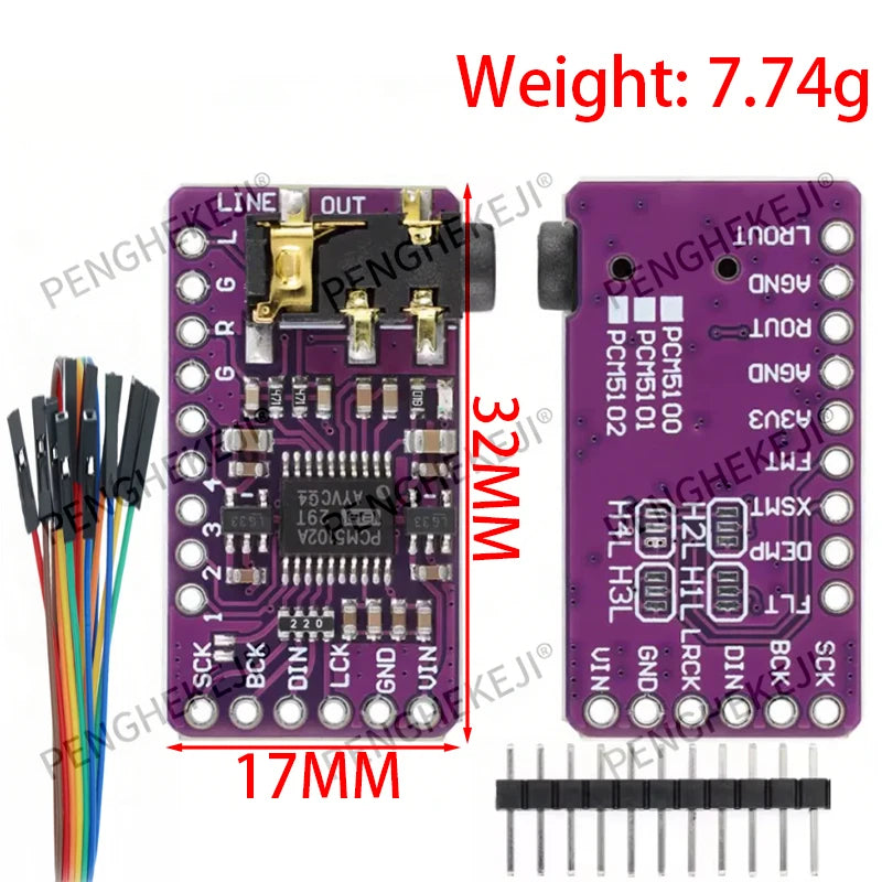 1let Interface I2S PCM5102A DAC Decoder GY-PCM5102 Player Module For Raspberry Pi pHAT Format Board Digital PCM5102 Audio Board