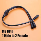 40cm M6 M8 1 Male To 2 Female Splitter Connector 2/3/4/5/6 Pin Waterproof Electric Butt Cable Plug Cord For E-Bike Signal Sensor