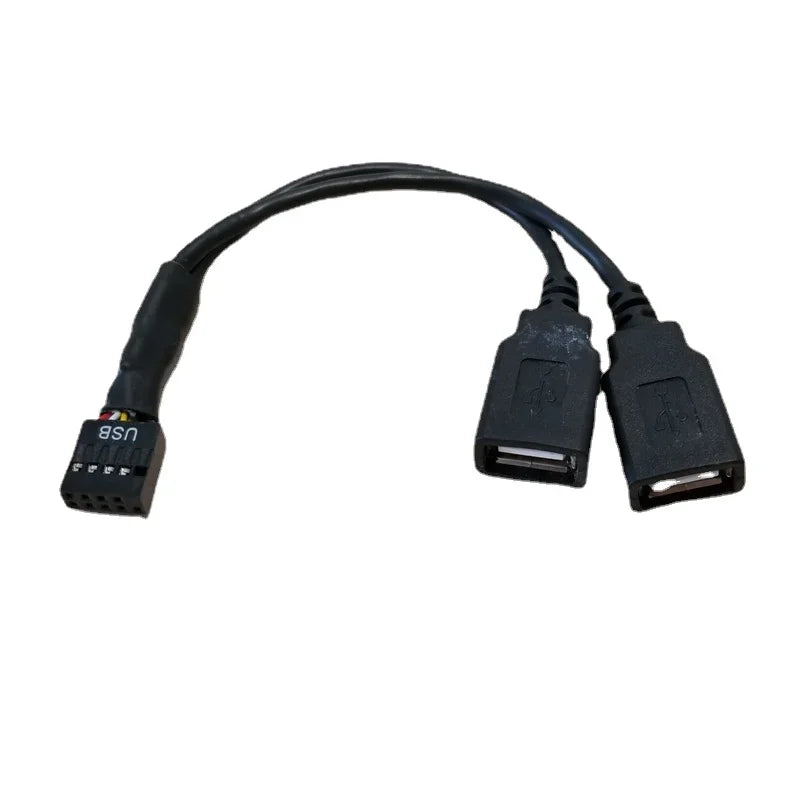 Computer Motherboard Extension Cable USB 9pin To 2-Port 2.0 A Female Connection Line Data Cord 15cm