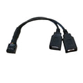 Computer Motherboard Extension Cable USB 9pin To 2-Port 2.0 A Female Connection Line Data Cord 15cm
