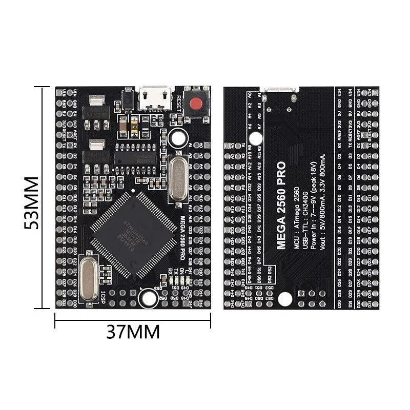 Mega2560 Mega 2560 PRO MINI 5V (Embed) CH340G ATmega2560-16AU MICRO TYPE-C With Male Pinheaders Compatible For Arduino Mega