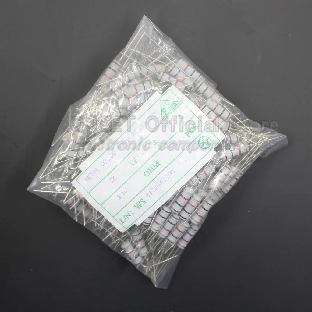 200pcs 2W Carbon Film Resistors 5% 4 Color Ring Resistors 10 47 100 470 Ohm 1K 4.7K 10K 47K 51k 100k 200k 470k 510k 910k 1M Ohm