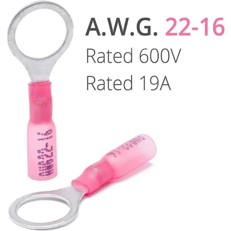 50PCS Heat Shrink Ring Round Insulated Terminals Wire Cable Connectors Wiring Crimp Terminals RV1.25/2-5/6/8