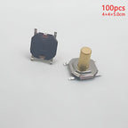 100pcs Tactile Switches 5.2x5.2 Smd Push Button 4*4*1.5mm/1.6/1.7/1.8/1.9/2/2.5/3/3.5/4/4.5/5/6/7/8/9 12V Copper Head Self-reset