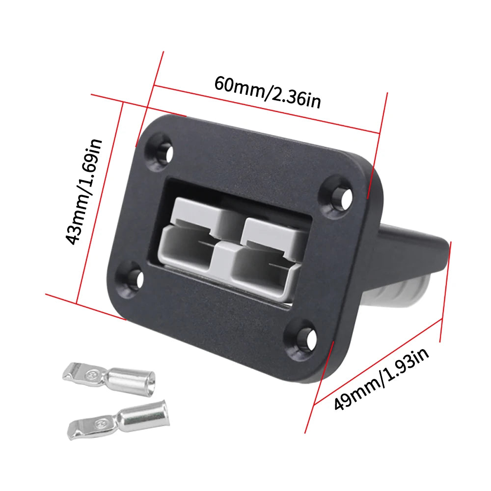 50A Anderson Plug Flush Mount Connector Kit with Mounting Bracket Panel Cover for Caravan Camper Boat Truck Battery Charging