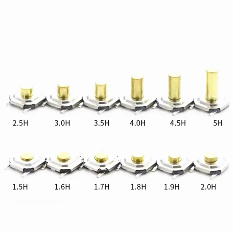 50PCS 4x4MM Push Botton Switch 4x4x1.5 /1.6/1.7/2/2.3/2.5/3/3.5/4.3mm Copper Head SMD PCB Tactile Push Button Switch 4x4x4.3mm