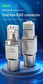 Reusable Toolless RJ45 Connector Cat7 FTP Shielded Metal Plug 22AWG 24AWG 26AWG 10Gbps High Speed Ethernet Terminator