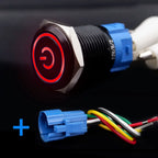 Black Push Button Switch with Wire Led Light 16/19/22mm Waterproof Illuminated  Metal Latching Momentary 5V 12V 220V Red Blue