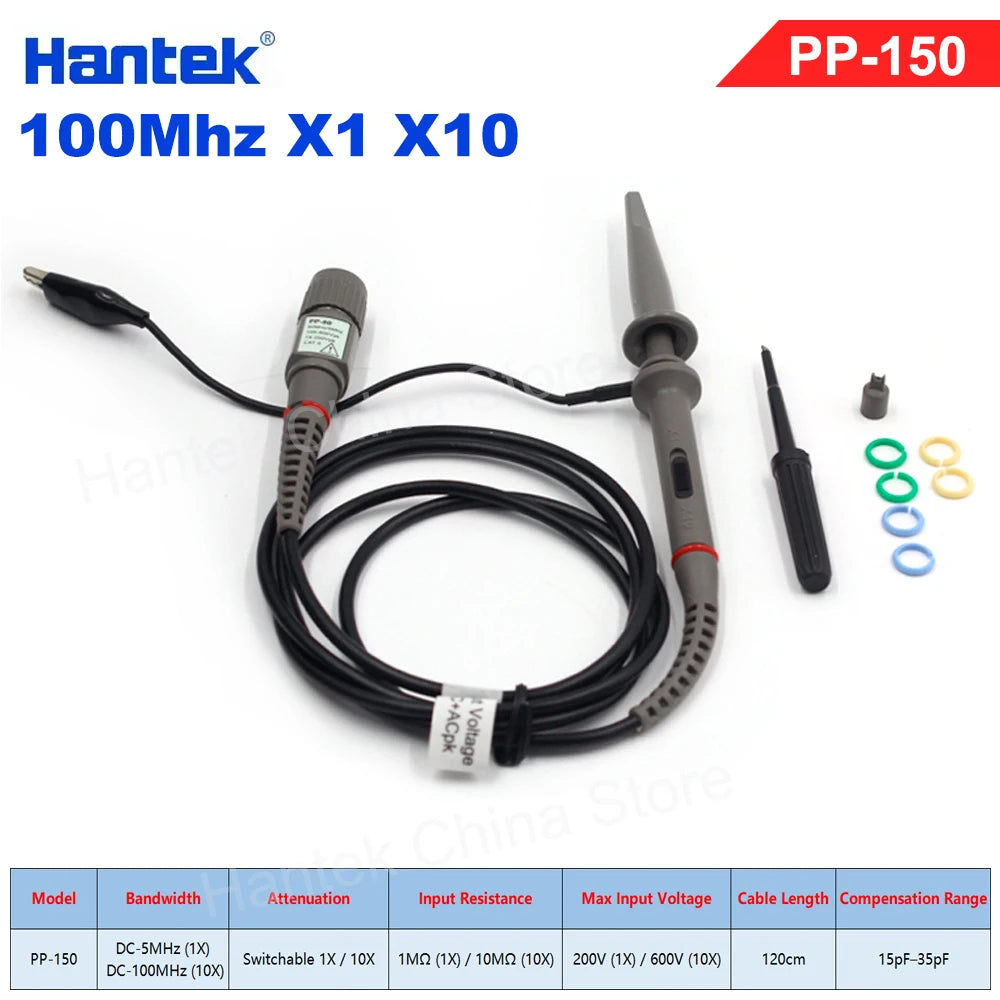Hantek PP80-150-200-250-300 High Voltage Probe 60MHz-300MHz Kit Attenuation 10:1 Suitable For 1008c 6074be Various Oscilloscopes