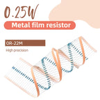 100pcs,0.25W 0R-22M 1% Metal Film Resistor 1/4W 0 2.2 10 100 150 220 270 330 470 1K 2.2K 4.7K 10K 47K 100K 470K 1M 10M 20M Ohms