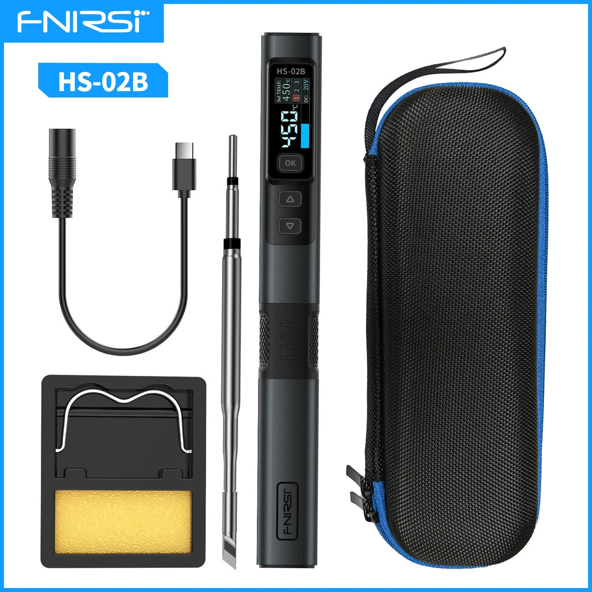 FNIRSI HS-02  Smart Soldering Station 100W Electric Soldering Iron Adjustable Constant Temperature Fast Heat Solder Iron Kit