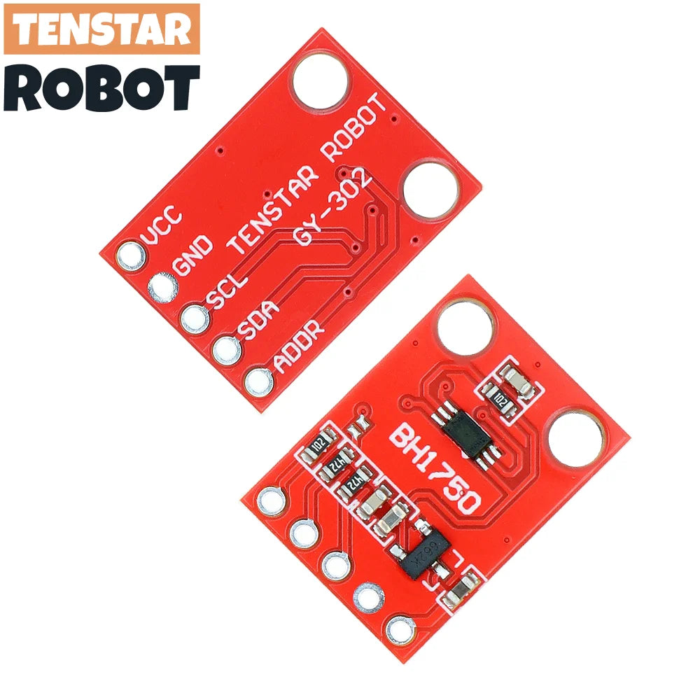 TENSTAR 2pcs GY-302 BH1750 Red Board Light Intensity Illumination Module Sensor BH1750FVI 3V-5V