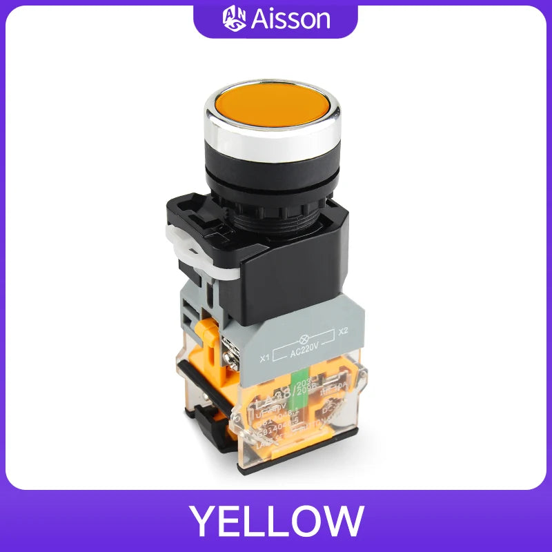 LA38-11D with Light Push Button Switch NO NC Momentary Latching DC 12V 24V AC 220V 380V LED Indicators