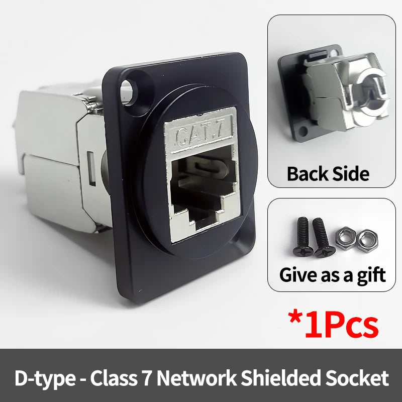 D-Type Panel Mount RJ45 Socket CAT5e/CAT6 Ethernet Direct Data Signal Waterproof Connector For Industrial Enclosure, Server Rack