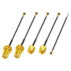 5PCS SMA/RP-SMA Female to IPX MHF4 U.FL RF Plug Pigtail Cable Antenna IPX4 to SMA Male for Mini 0.81mm Wireless Card Router