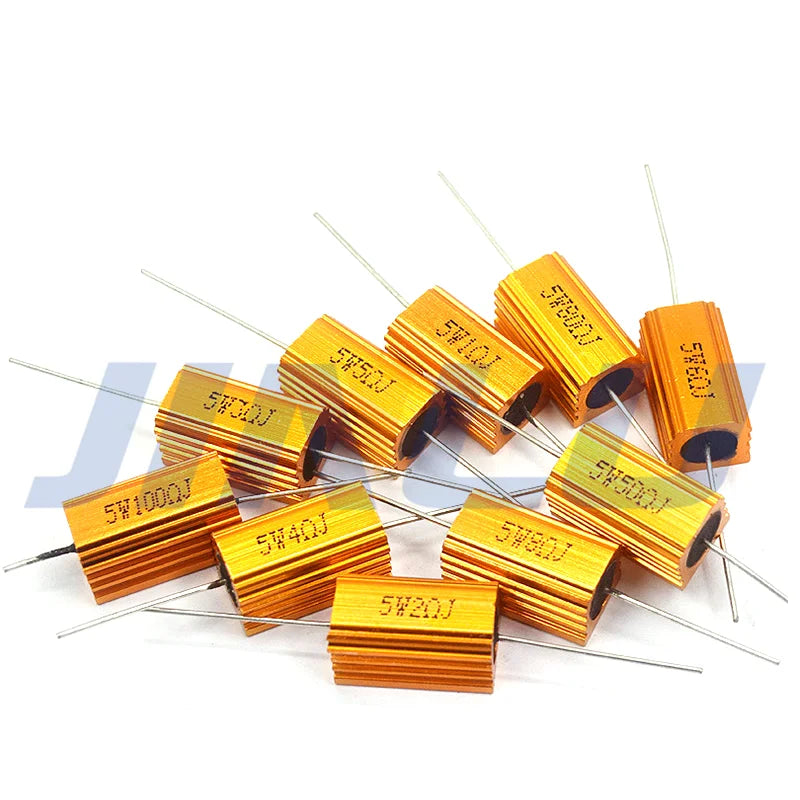1PCS RX24 5W Aluminum Power Metal Shell Case Wirewound Resistor 0.01R ~ 300K 1 2 3 5 6 8 10 20 100 150 200 300 500 1K 10K ohm