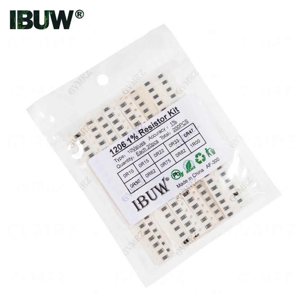 0201 0402 0603 0805 1206 1% 5% SMD Resistor Assorted Kit 1R-1M 10K 100K 1K 100R Resistance Set DIY