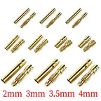 2/5/10/20 Pair 2mm 3mm 3.5mm 4mm Gold Plated Bullet Banana Plug Male Female Connector for RC Battery Motor ESC Drone DIY Parts
