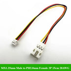 1/5/10/30/50Pcs/lot MX1.25mm Male to PH2.0mm Female 2P 3P 4P terminal wire 15cm 28AWG Children's toy cable JST MX1.25 PH2.0