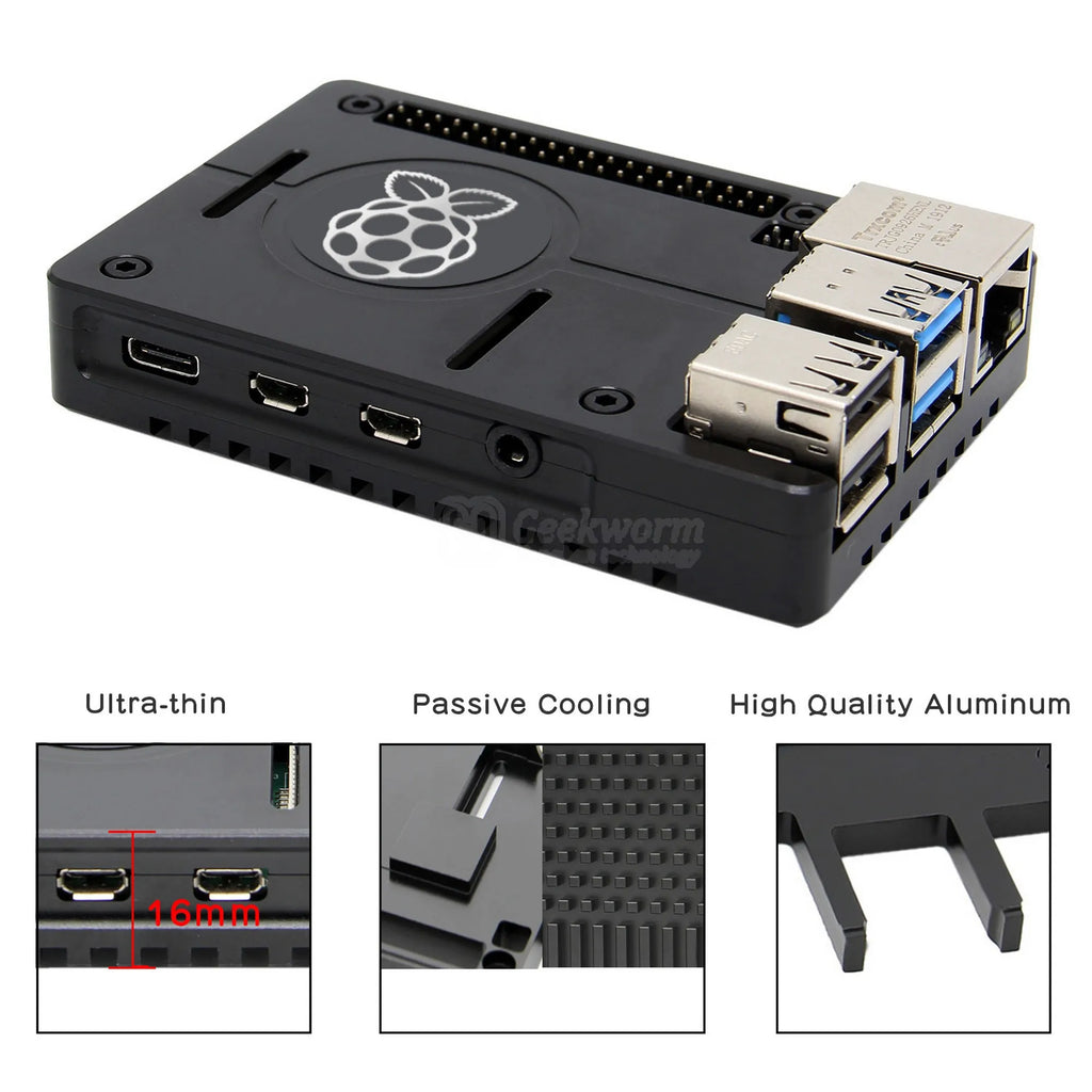 Raspberry Pi 4 Case (N300), Ultra-Thin CNC Aluminum Case Passive Cooling for Raspberry Pi 4 8GB / 4GB / 2GB