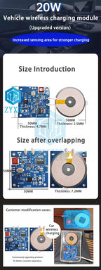 20W 22W Car Wireless Charging Mobile Phone Wireless Charger Module with Three Coil Transmission End 24V 12V Wide Voltage
