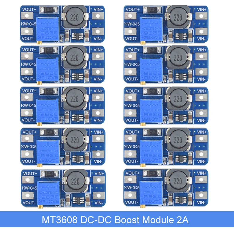 1/10 PCS MT3608 DC-DC Step Up Converter Booster Power Supply Module Boost Step-up Board MAX output 28V 2A for Arduino Diy Kit
