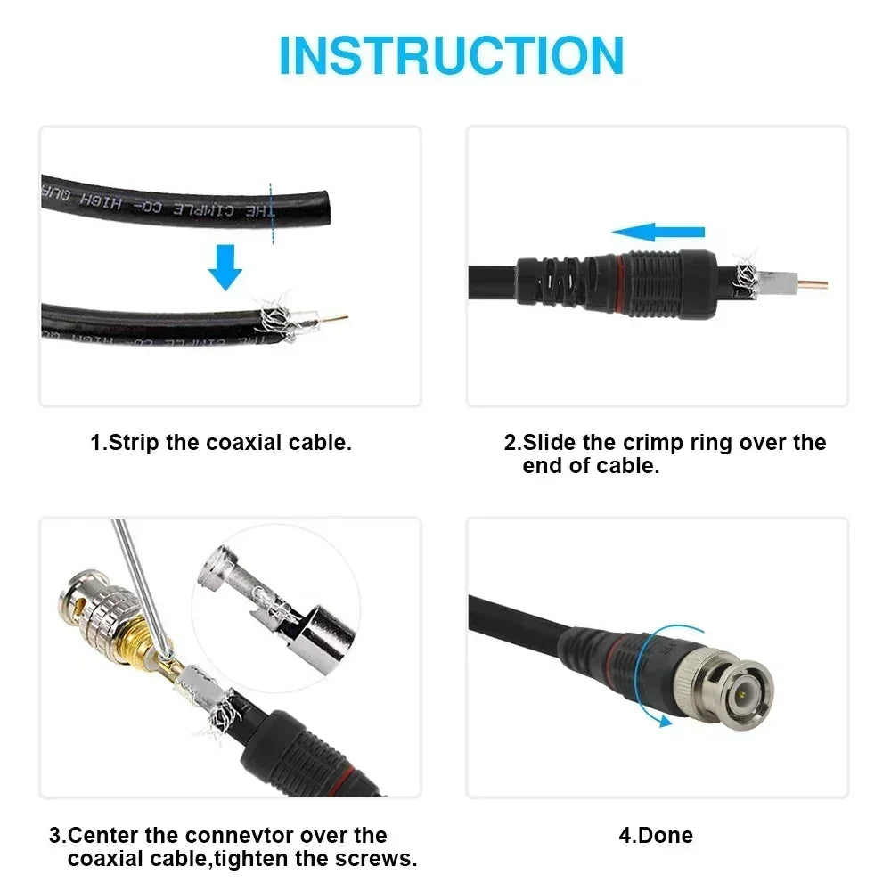 PEGATAH JR-B35 CCTV Connector BNC Adaptor,50ohms 75ohms BNC Connector CCTV Monitor Accessories POE Adapter