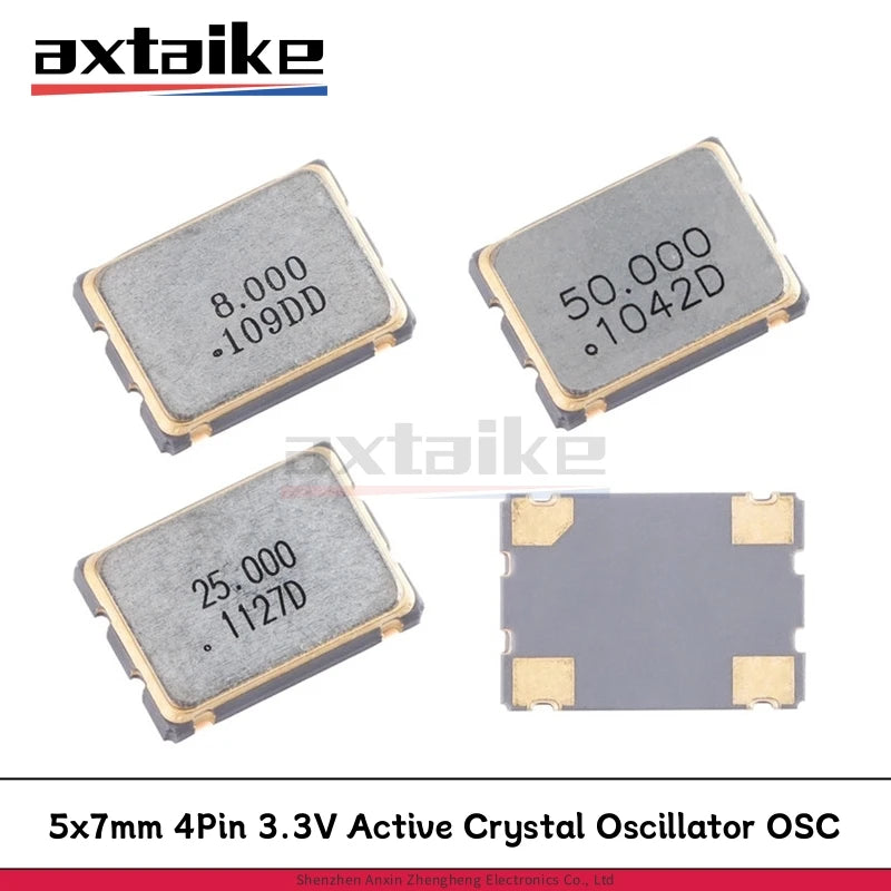 5PCS 5*7mm 3.3V 4M 6M 8M 10M 11.0592 12.000 16M 20M 24M 25M 48MHZ 100MHZ 22.1184MHZ SMD 7050 Active Crystal Oscillator OSC 4Pin