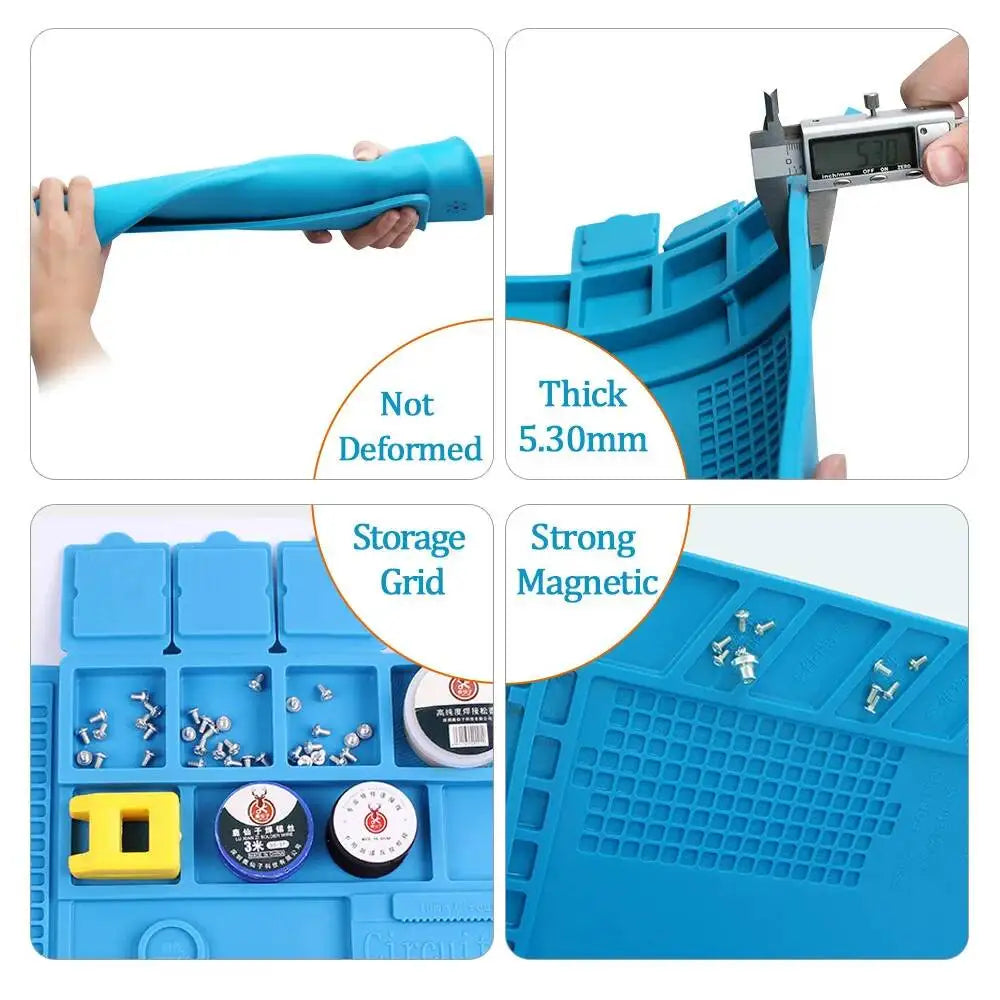 Welding Mat Heat Insulation Working Pad Silicone Soldering Mat Soldering Work Station Pad for Phone Welding Repair Tool
