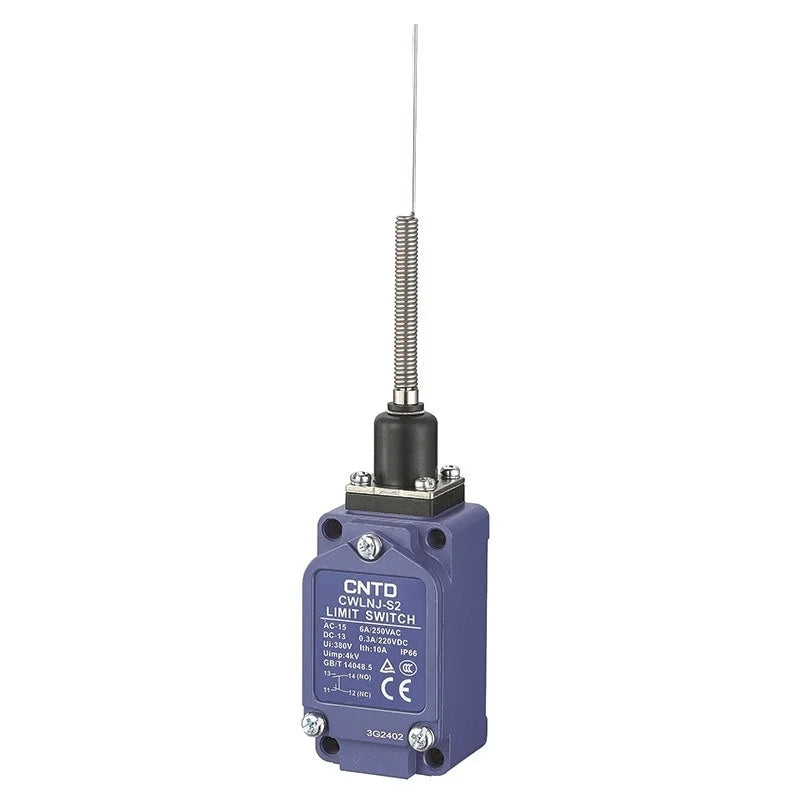 Limit Switch, CNTD CWLNJ‑S2 aluminum alloy housing 1NO1NC contact, 10A 250VAC IP65 flexible spring rod, position sensor for mach