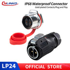 CNLINKO M24 Industrial Power & Signal Connector 2-24 Pin 25A 500V Waterproof IP68 Semi-Metal Solder Type Single-Hole Mount
