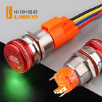 LANBOO 19mm 22mm Metal Emergency STOP Mushroom Push Button Switch Latching Button Switch with LED