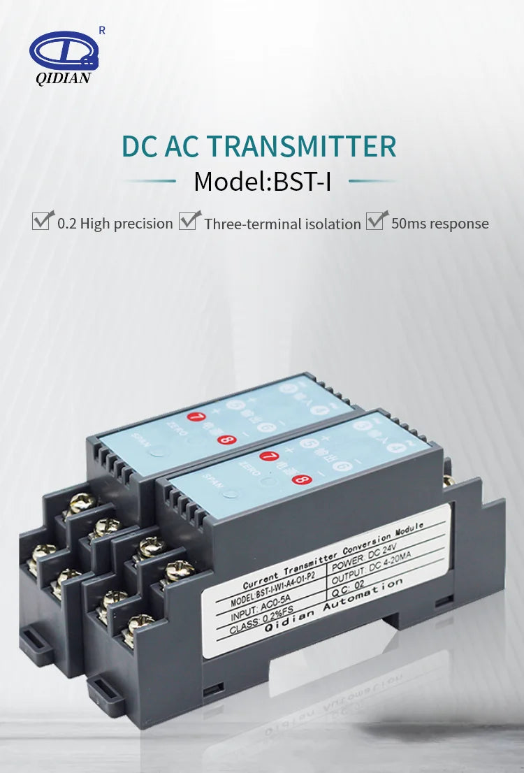 BST-I AC Current Transducer 0-1A 5A 10A to 4-20mA 0-10V Output Voltage Signal Converter