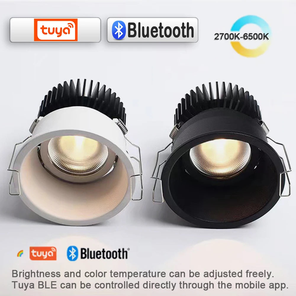 Narrow Border Adjustable Dimmable Embedded LED Spotlight Tuya Bluetooth/Zigbee Matter 3CCT Smart LED Ceiling Home Commercial