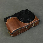 Handmade Leather Case for Panasonic Lumix TZ99 ZS99 Camera Carrying Bag with Adjustable Shoulder Strap