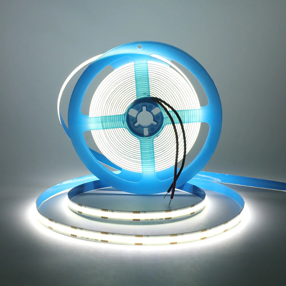 DC 12V 24V COB LED Strip Light 320 480 528 LEDs Flexible Tape High Density Linear Lighting Warm White 8mm PCB 0.5m 1m 2m 5m 10m