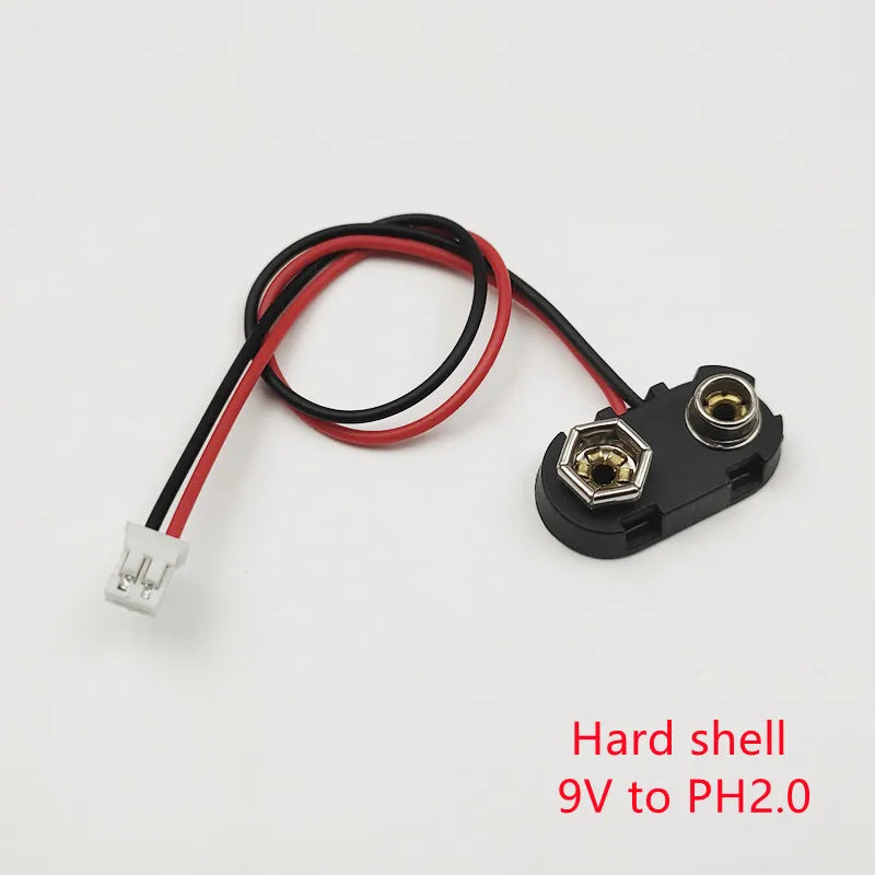 5Pcs 9V Battery Clip to XH2.54 PH2.0 2Pin Terminal Wire 15cm DC Power Adapter Cable Red Black