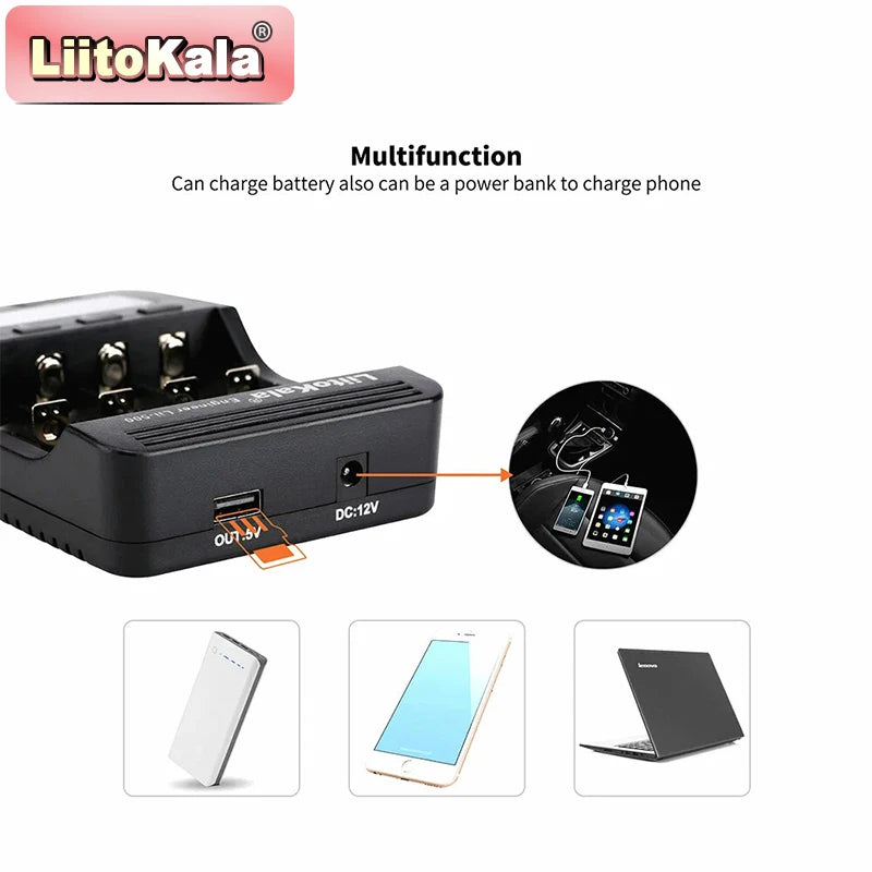 LiitoKala Lii-500 Battery Charger 4 Slot LCD Tester for 18650 26650 AA AAA Flashlight Vape Li-ion NiMH Rechargeable Cells
