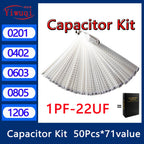 Capacitor kit 0201 0402 0603 0805 1206 smd Capacity package each value*50PCS Sample Kit Capacitor 1nf 10nf 100nf 1uf 10uf 22uf