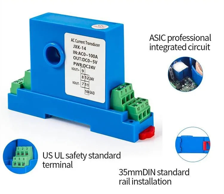 AC DC Current Transmitter 0-150A Current Sensor Hall Current Transducer 4 20ma RS485 DC24V AC Current Transmitter RS485