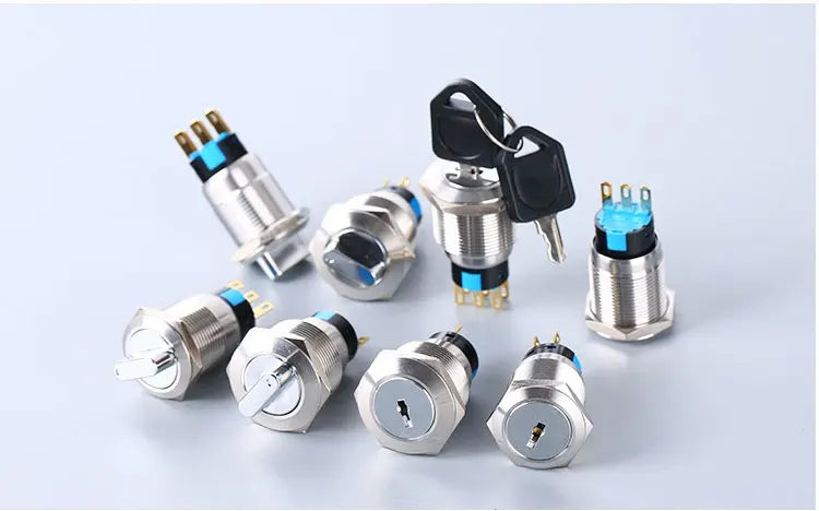 16/19/22mm metal Key rotary push button 2/3 position latching knob Switch Press Button rotary Rotate LED light rotation IP65