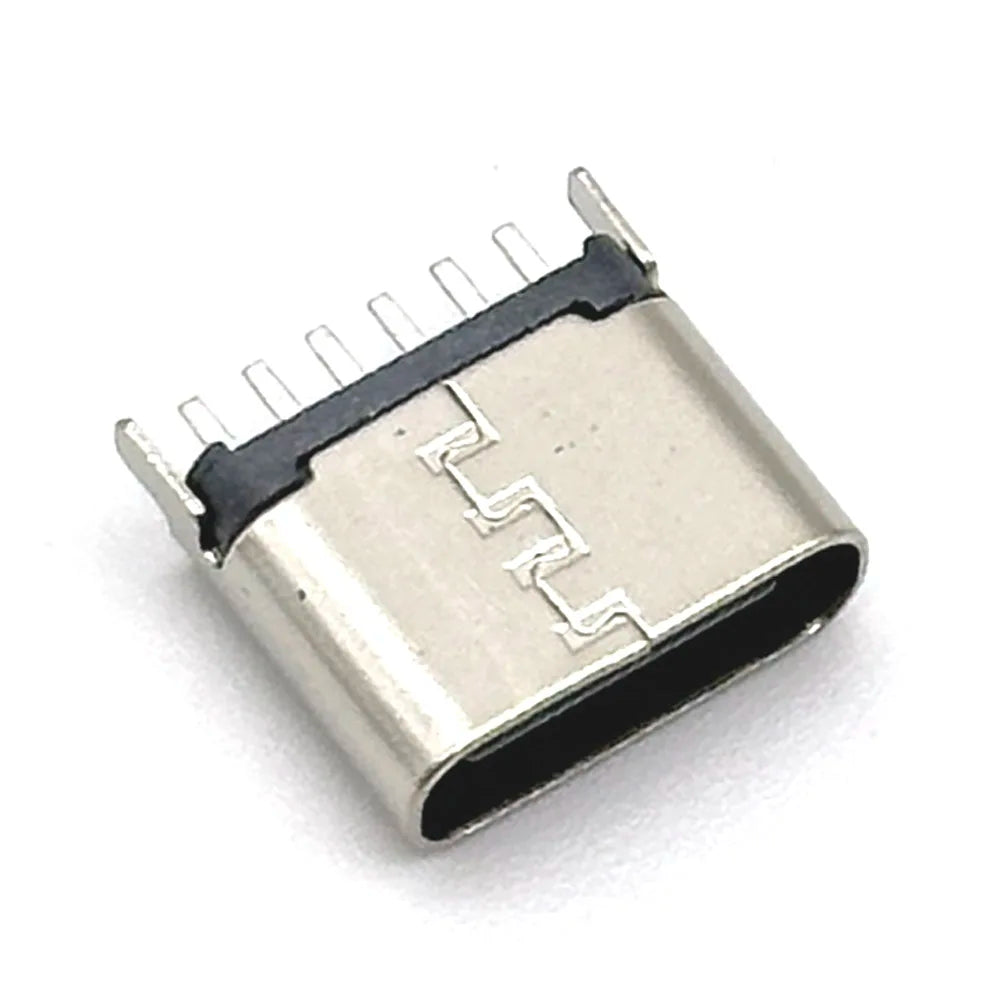 6Pin USB C Female Connector Panel Mount Jack TYPE-C Charging Port of Solder Wire Type Socket With PD Fast Charging Vertical 6.8H
