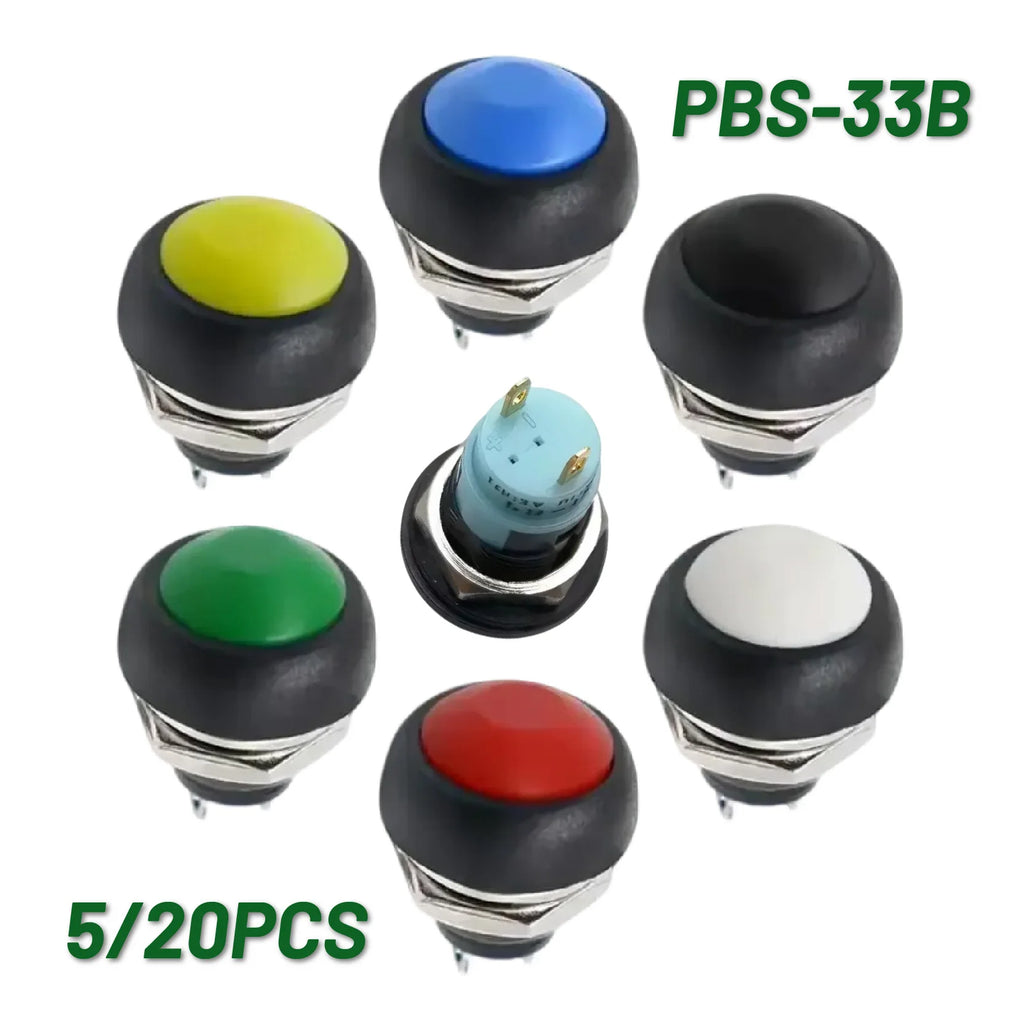 5/20/100PCS PBS-33B Black Red Green Yellow White Blue Orange Self-reset Self-locking 12mm Momentary Push Button Switch