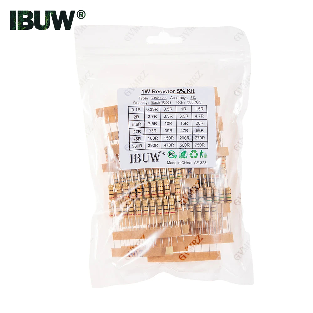 1/2W 1W 2W 3W Resistance 5% Metal Film Resistor Assortment Kit Set 30Kinds Each 5/10PCS 1R~750R 1K~820K Ohm