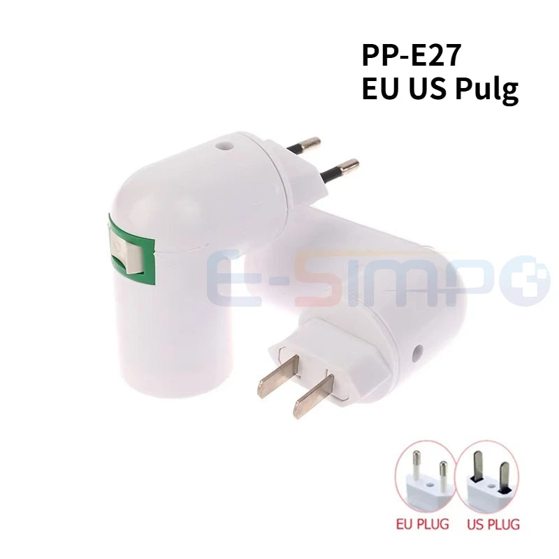 PP-E27 Adjustable E27 LED Light Lamp Bulb Bases Socket Holder Bulb Adapter Plug Converter Adapter Light Lighting EU US Adaptor